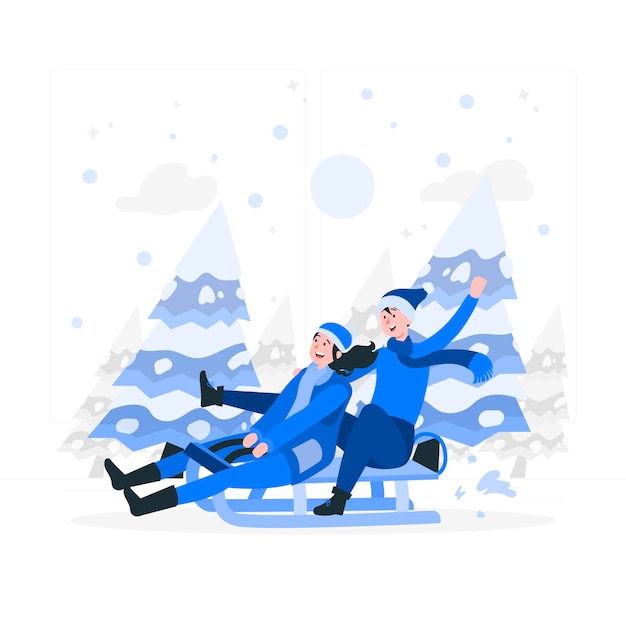 Free vector sledding concept illustration