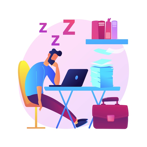 Free vector sleep deprivation abstract concept  illustration. insomnia symptom, sleep loss, deprivation problem, mental health, cause and treatment, clinical diagnostic, sleeplessness .