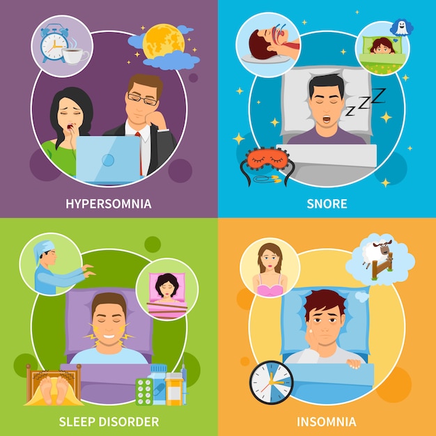 Free Vector sleep disorders compositions set