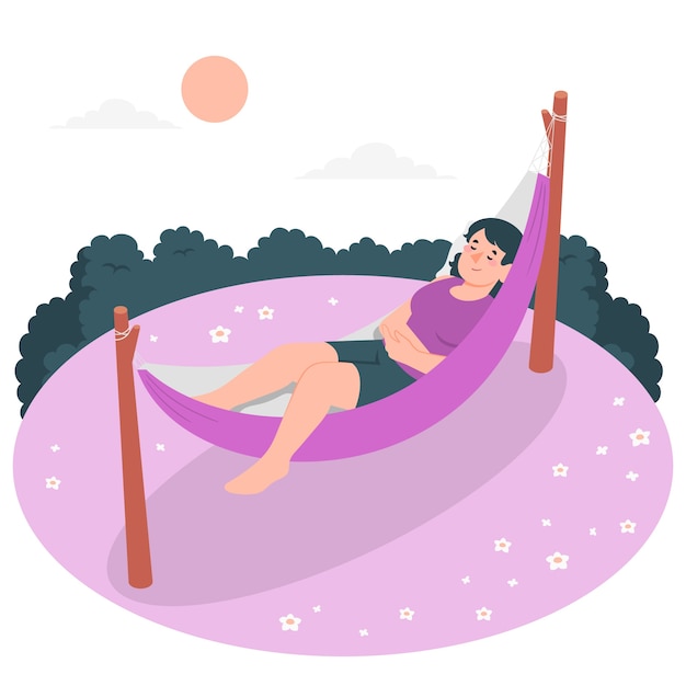 Free vector sleeping in a hammock concept illustration