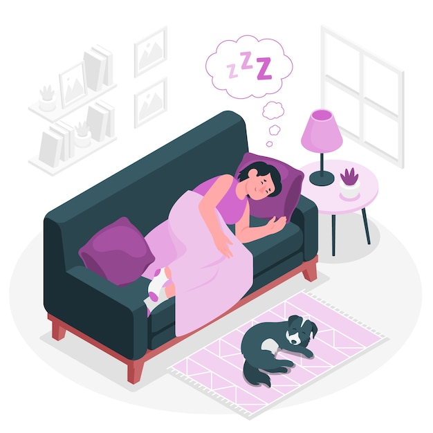 Free Vector sleeping on the sofa concept illustration