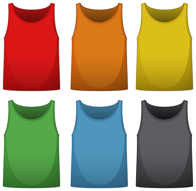 Free Vector sleeveless shirts in six different colors