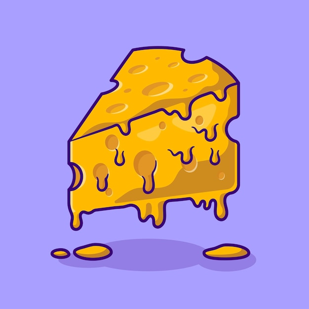 Free Vector slice cheese melted cartoon vector icon illustration food object icon concept isolated premium flat