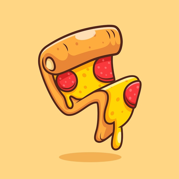 Free vector slice pizza melted cartoon vector icon illustration food object icon isolated flat vector