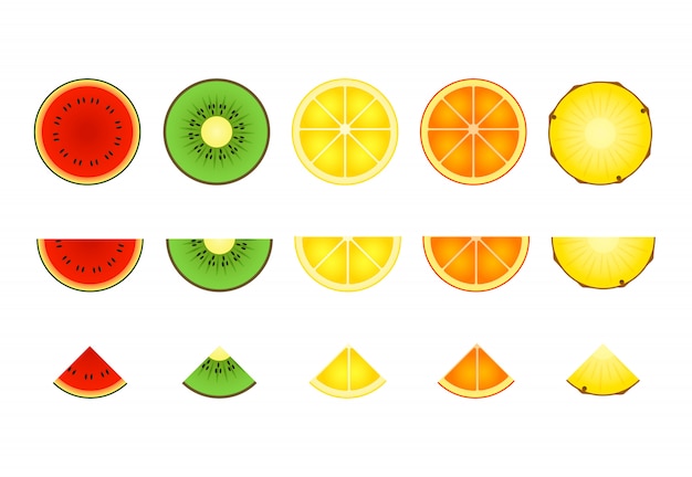 Free Vector slices of tropical fruit set