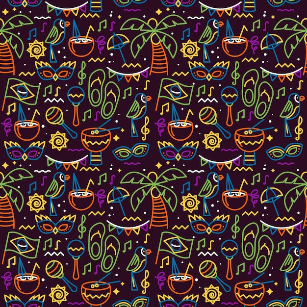 Slippers and palms seamless carnival pattern