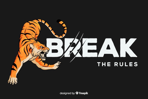 Free vector slogan with realistic tiger background