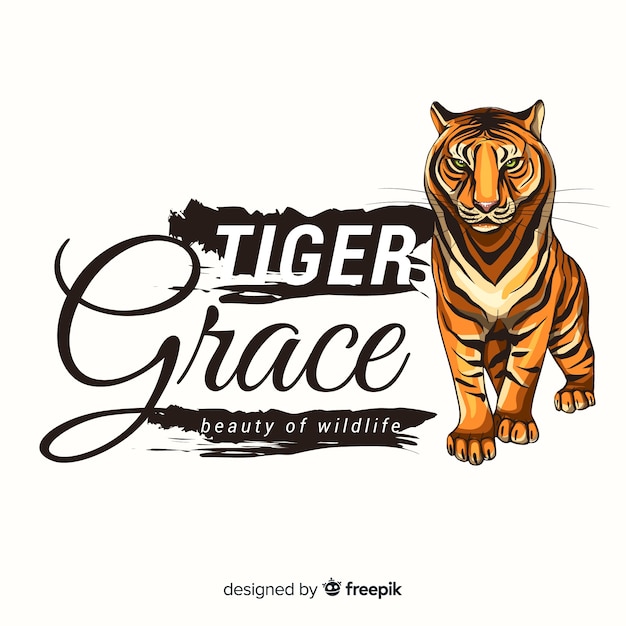 Slogan with realistic tiger background