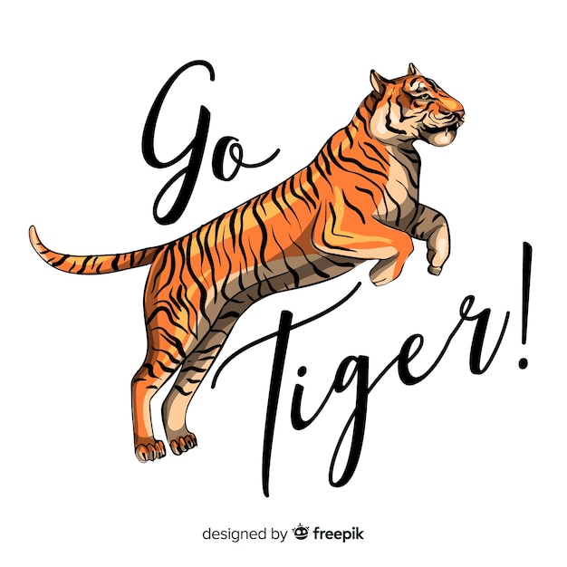 Slogan with realistic tiger background