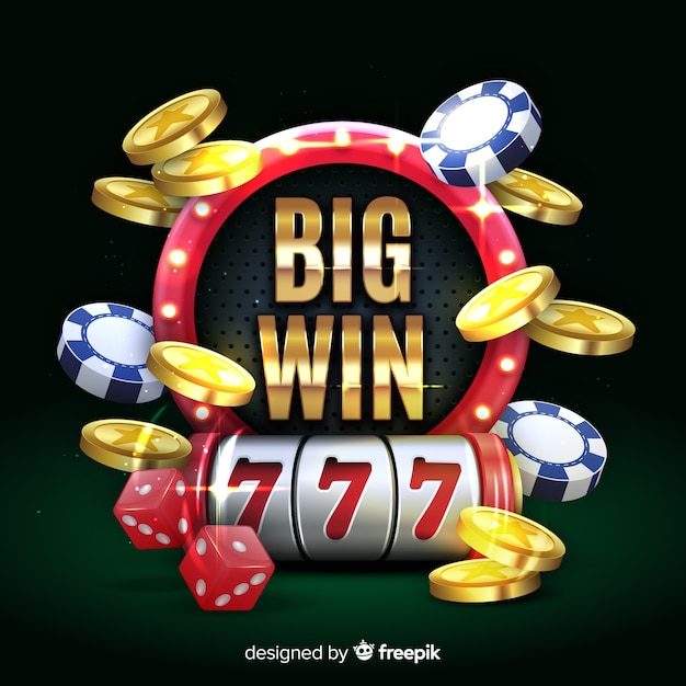 Slot machine big win concept in realistic style