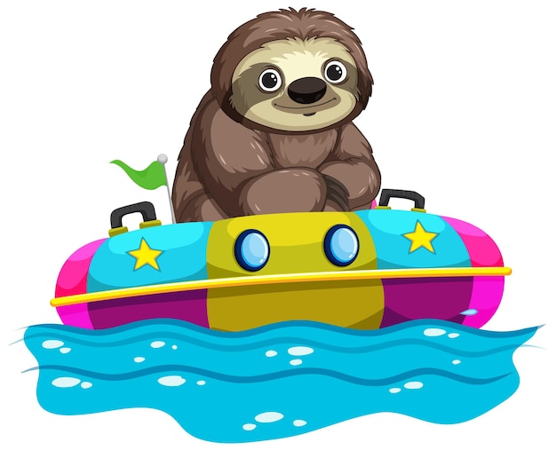 Free Vector sloth enjoying a boat ride