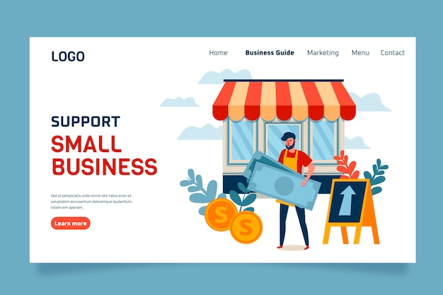 Free vector small business landing page template