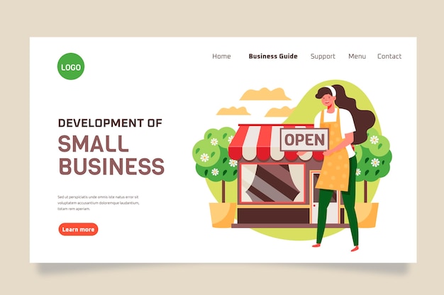 Free Vector small business landing page template