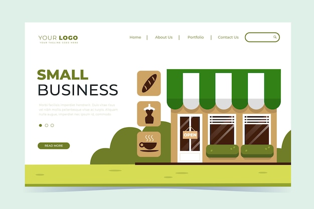 Free vector small business landing page