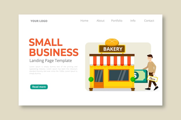 Free vector small business landing page