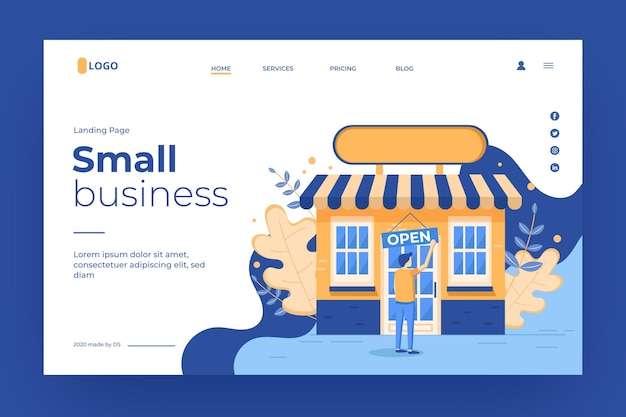 Free vector small business landing page