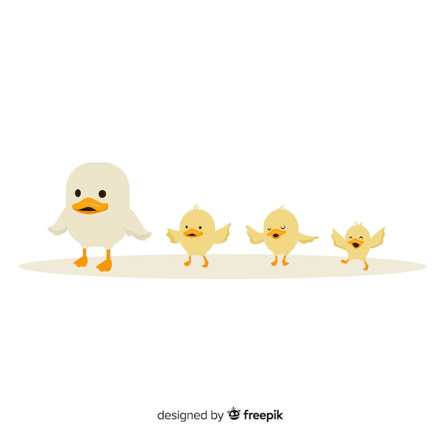 Free Vector small mother duck and ducklings