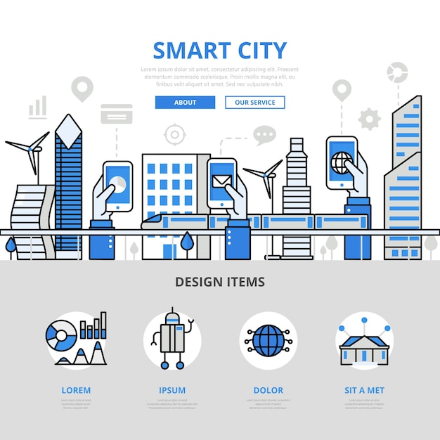 Smart city banner in flat style