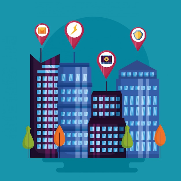 Free Vector smart city illustration