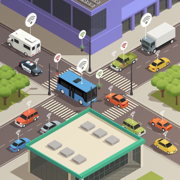 Smart City Traffic Isometric 