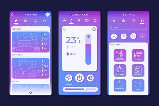 Smart home app interface