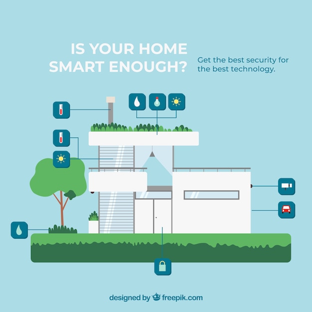 Free vector smart home background in flat style