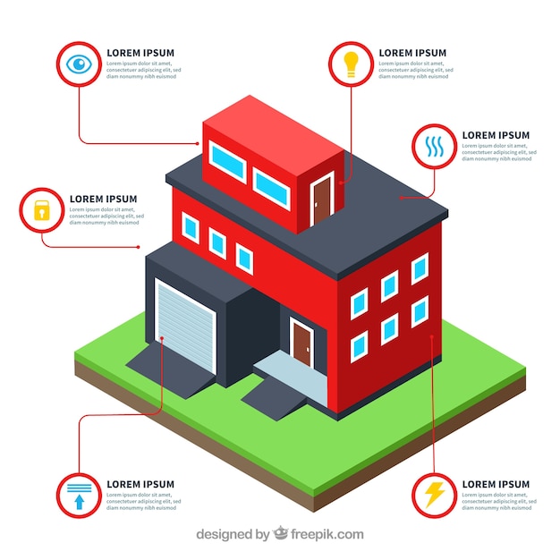 Smart home background in isometric style