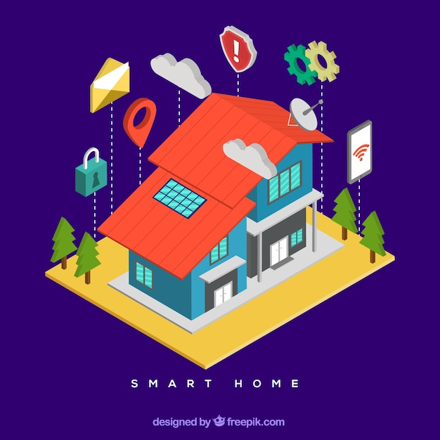 Smart home background in isometric style