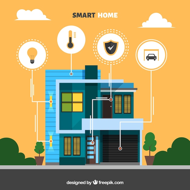 Free Vector smart home background with device