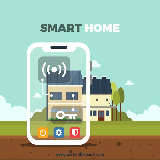 Smart home background with device