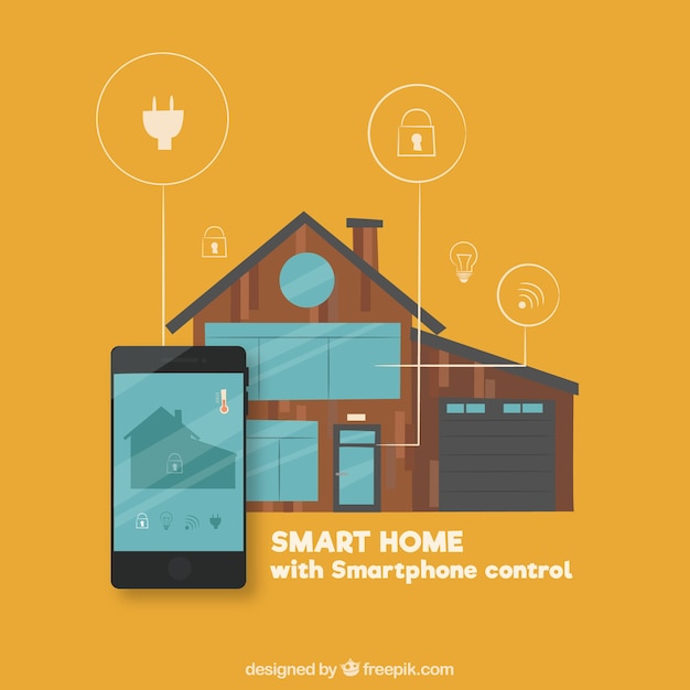 Free Vector smart home background with smarthphone control