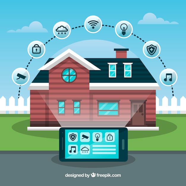 Free Vector smart home background with smarthphone control