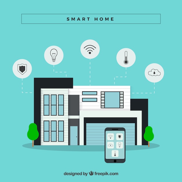 Smart home background with smartphone control