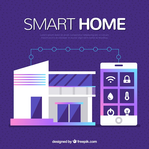 Free Vector smart home background with smartphone control