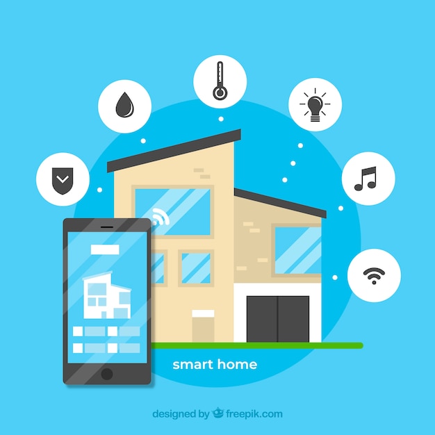 Smart home background with smartphone control