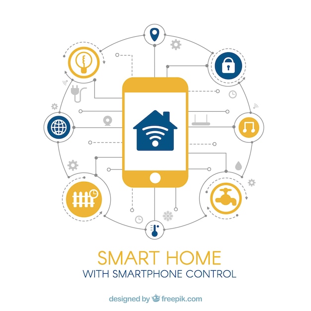 Smart home background with smartphone control