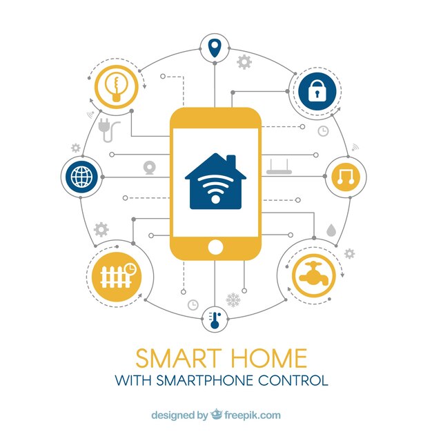 Smart home background with smartphone control