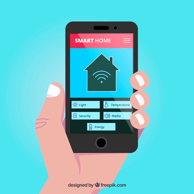 Smart home background with smartphone control