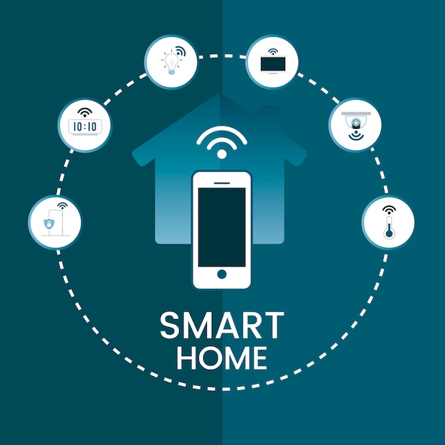 Free Vector smart home controlled by phone infographic vector