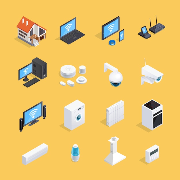 Free Vector smart home isometric icons set 