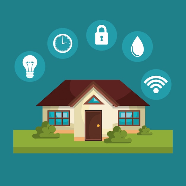 smart home technology set icon