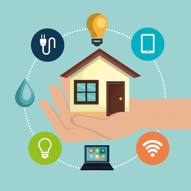 smart home technology set icon