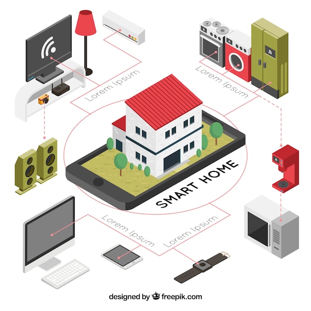 Free Vector smart home with functions in flat style