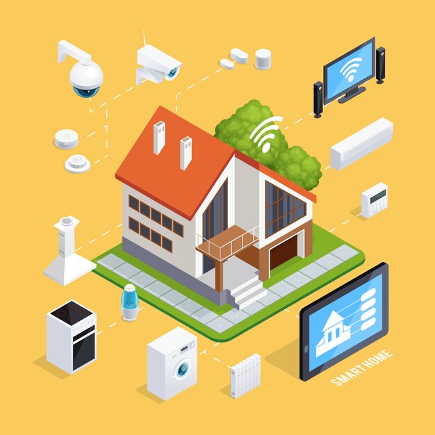  Smart House Isometric Composition Poster 