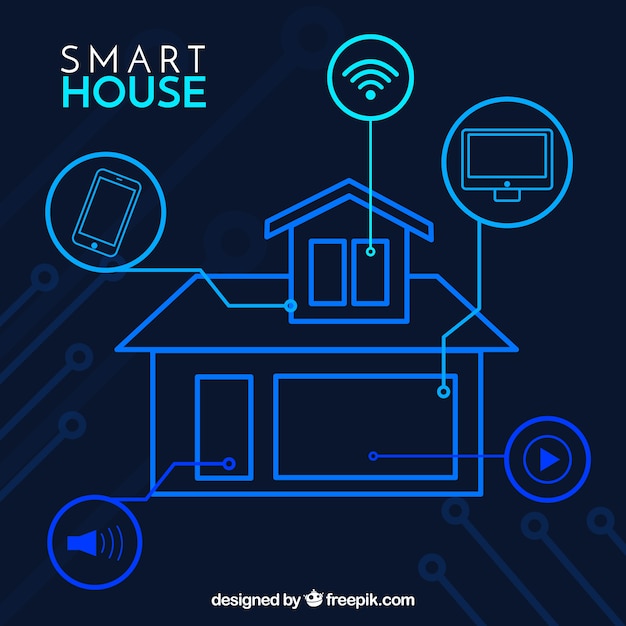 Smart house with devices in flat style