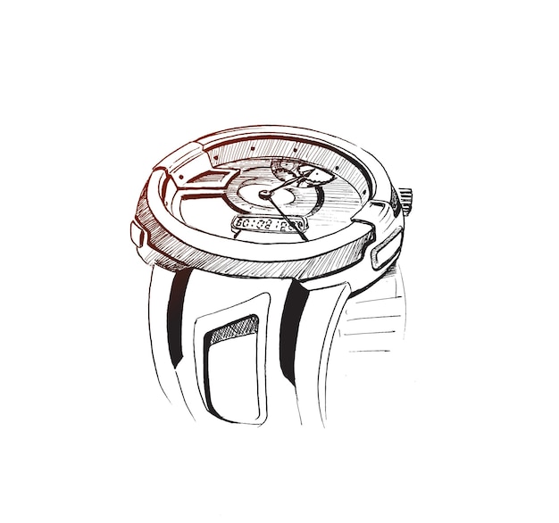 Free Vector smart watch device display hand drawn sketch vector illustration