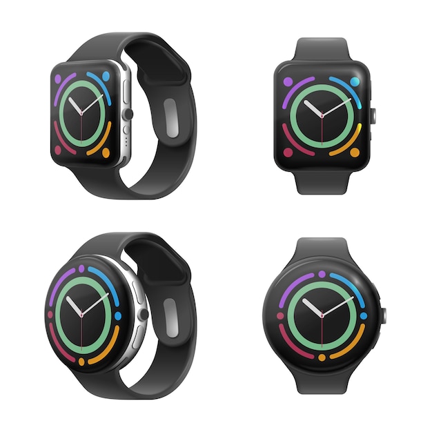 Free Vector smart watch realistic set