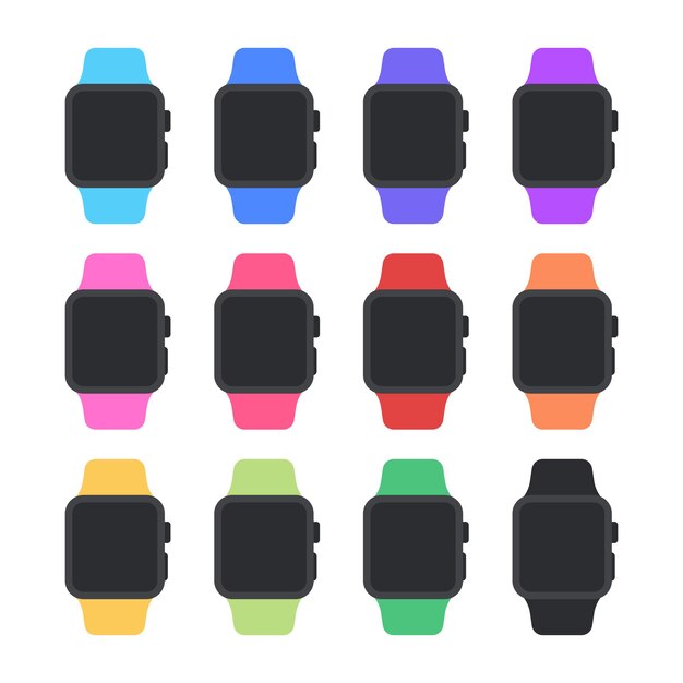 Free Vector smart watches multiple colour bands set