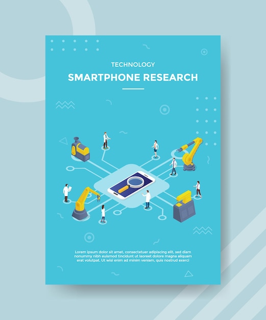 Smartphone research technology concept for template banner and flyer with isometric style vector