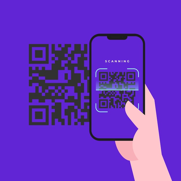 Free vector smartphone scanning qr code